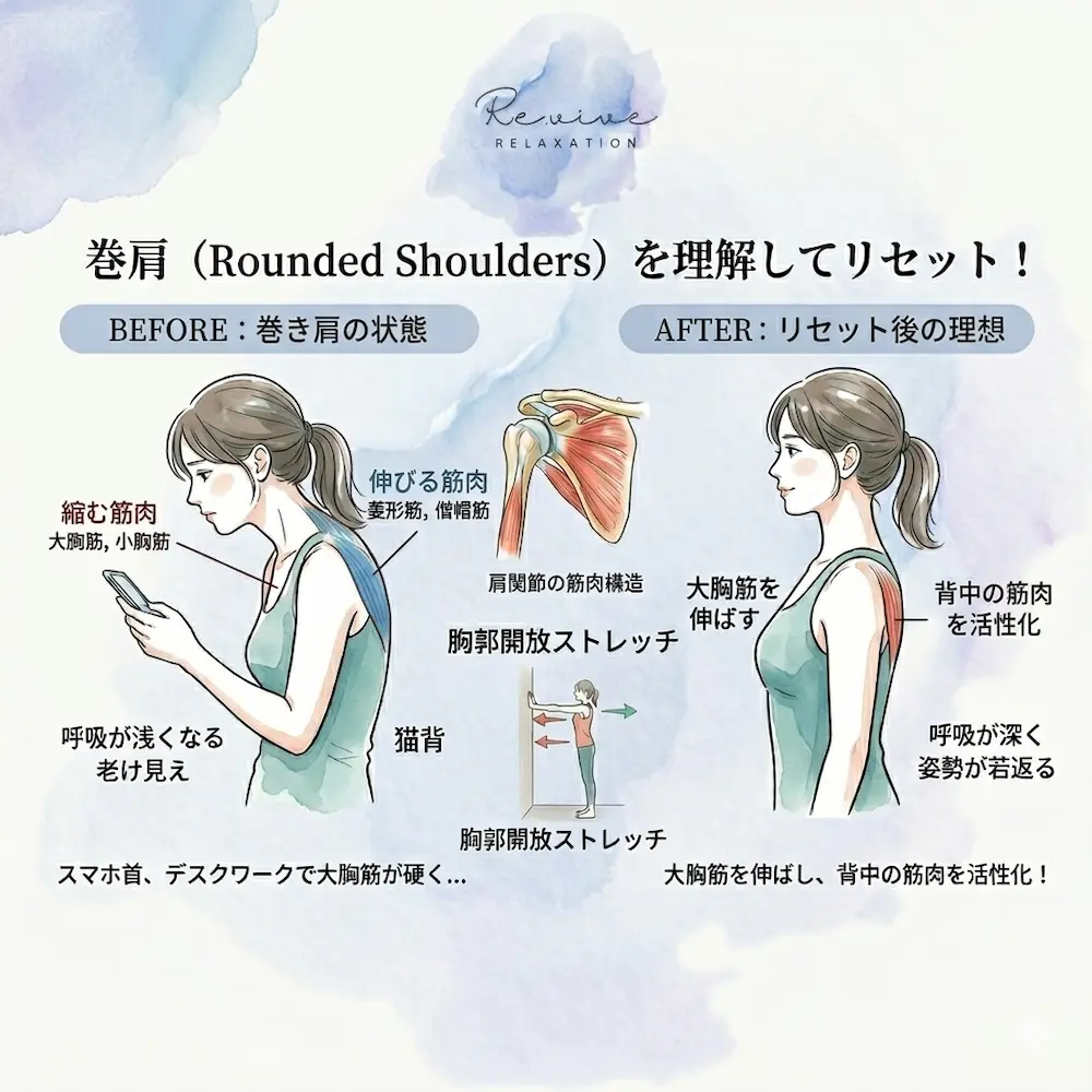 巻き肩を放置していませんか？見た目年齢と不調を変えるリセット術
