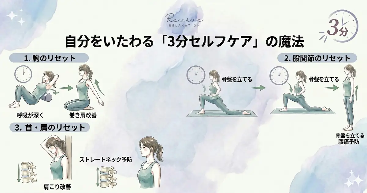 自分をいたわる「3分セルフケア」の魔法。施術効果を長持ちさせるコツ